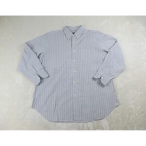 Corneliani Shirt Mens XL 45 18 White Check Button Up Long Sleeve Casual*